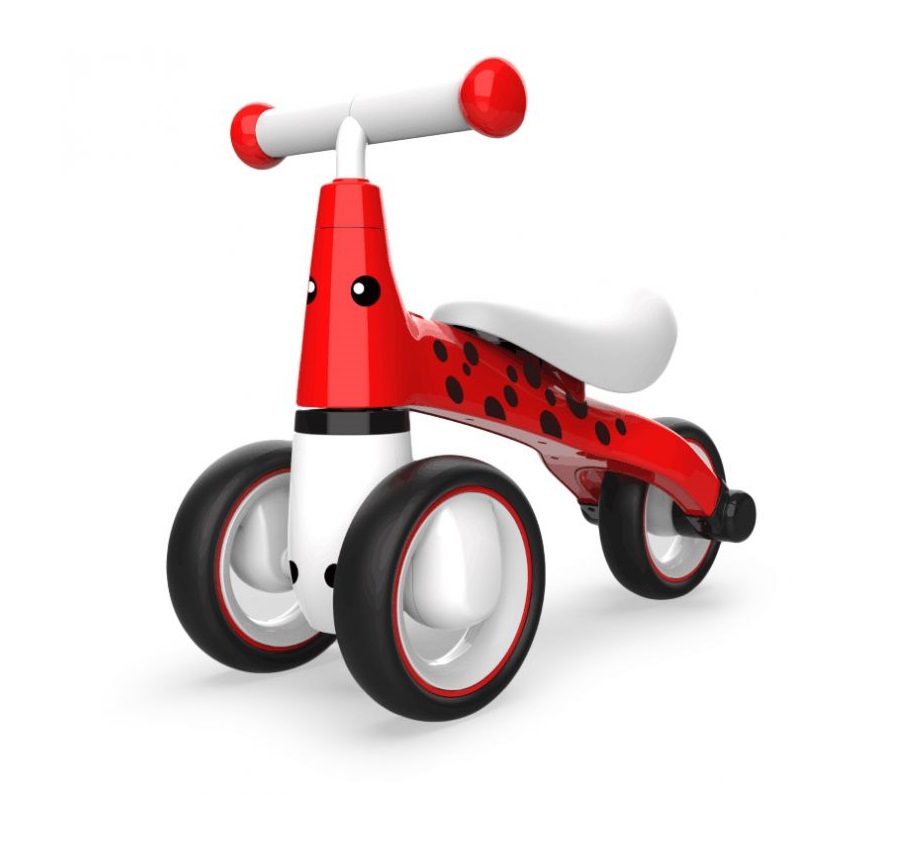 Tricicletapentru copii idealSTORE Red Dots Rider, Ideala pentru cei mici intre 12-36 luni, Dimensiune 50 x 22 x 39 cm, Sarcina maxima admisa 20kg, Culoare Rosu-Negru
