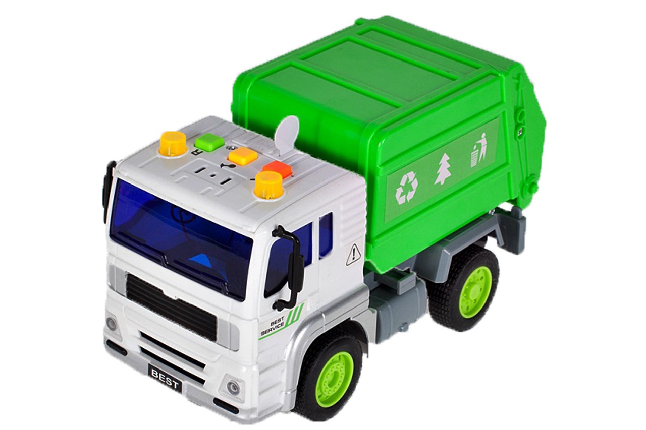Camion Interactiv pentru Ecologizare idealSTORE GREEN CLEAN TRUCK, Scara 1:20, Dimensiuni 18.0 x 10.0 x 10.0 cm, Echipat cu container functional ce ofera distractie creativa si vesela
