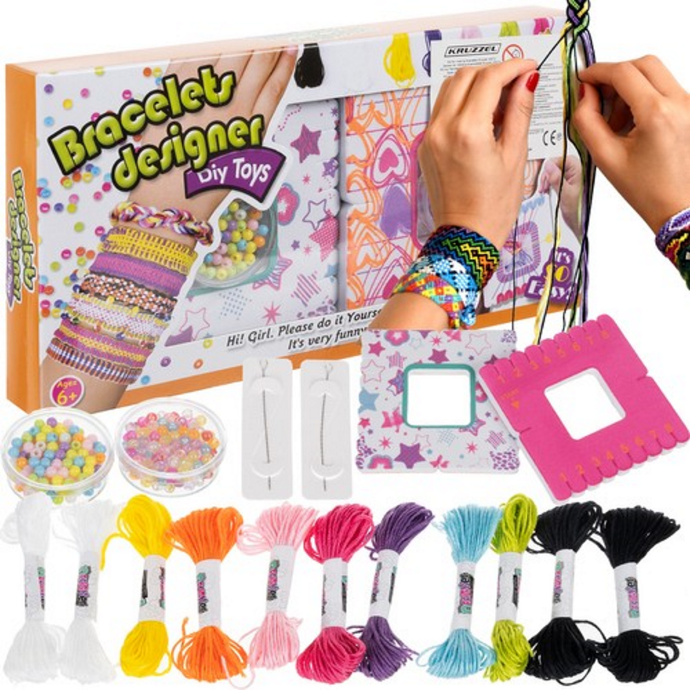 Kit Creativ de Margele Bracelet Designer idealSTORE Include 11 Bobine in 9 Culori Diferite  2 Discuri  de Introducere a Firului Disc Pentru Impletit Posibilitatea de a creea Bijuterii Fabuloase