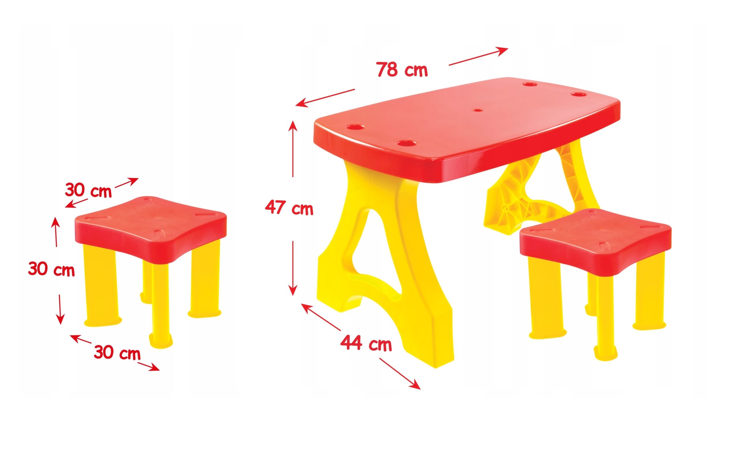 Set masa picnic pentru copii cu 2 scaune idealSTORE Yelow Snoby, Dimensiuni 43.5 x 78 x 47 cm, Ideala pentru desen, colorat, joaca sau alte activitati creative, Maxim 25 kg