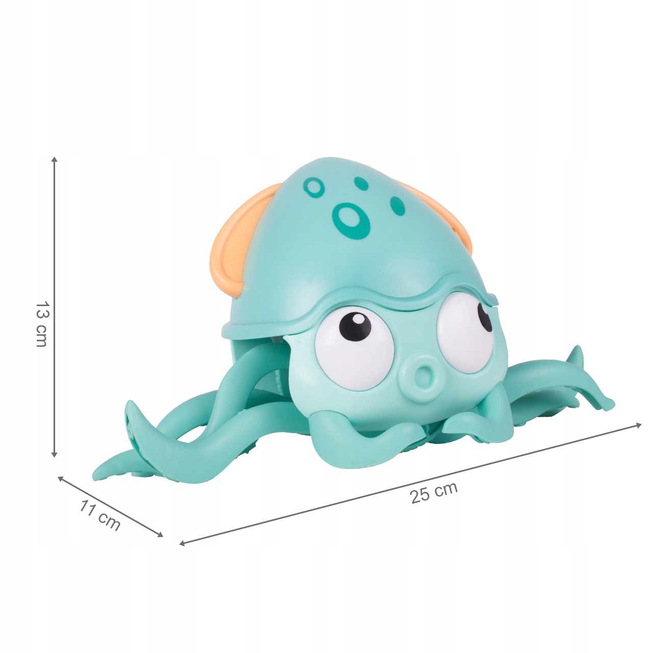 Caracatita interactiva Charming Octopus idealSTORE, Dimensiuni 25 x 11 x 13 Dotata cu Sfoara de tras, Ajuta la dezvoltarea psiho-motorie a copilului, Perfecta pentru o baie linistita
