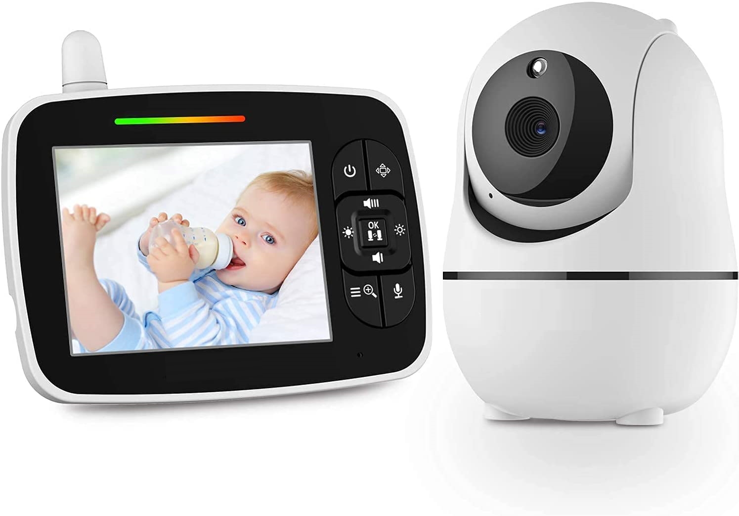 Sistem de Monitorizare Video si Audio Pentru Bebelusi Baby Cam idealStore, Ecran HD 3.5 inch, Vedere Nocturna, Monitor de Temperatura, Posibilitate de Interactiune cu Bebelusul, Cantece de Leagan, Raza Mare de Semnal