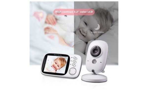 Babi monitor cu monitorizare VIDEO Baby Protect, Model Audio-Video Wireless, Cu Sistem Night Vision si Talk Back, Cantece De Adormit Integrate in Sistem, Senzor Temperatura, Display de 3.2 inch, Raza mare de actiune + Suzeta copii Cadou
