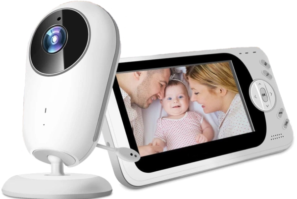Sistem monitorizare Video si Audio pentru Bebelusi SuperBaby IdealStore, Ecran HD de 4.3 inch, Monitorizare temperatura, Vedere de inalta calitate pe timpul noptii, Cantece de leagan, Raza mare de actiune pana la 250m, Comunicare intre cele 2 dispozitive