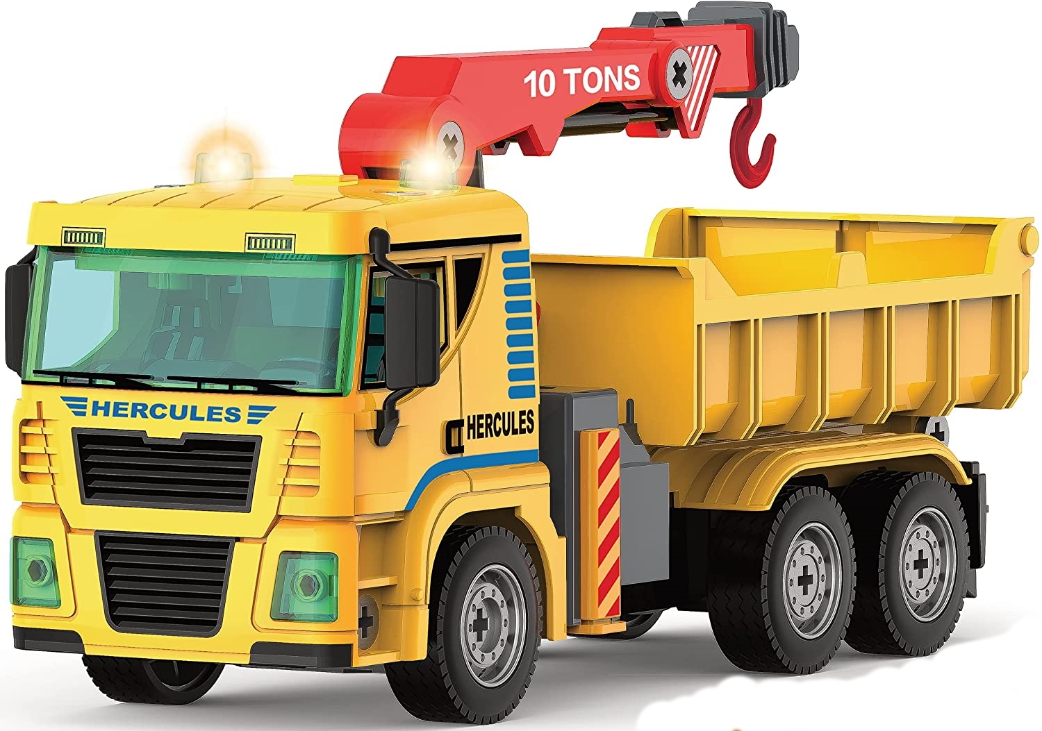 Set De Constructie Educativ Camion cu Macara Hercules idealSTORE, Include 104 Piese de Construit, Efecte de Iluminare, Alimentare pe Baterii, Dezvolta Imaginatia ,Precum Si Abilitatile Motorii