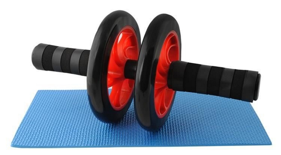 Set Roata Fitness plus o saltea pentru exercitii LifePower IdealStore pentru exercitii fizice si Tonifierea muschilor, Manere antiderapante din neopren