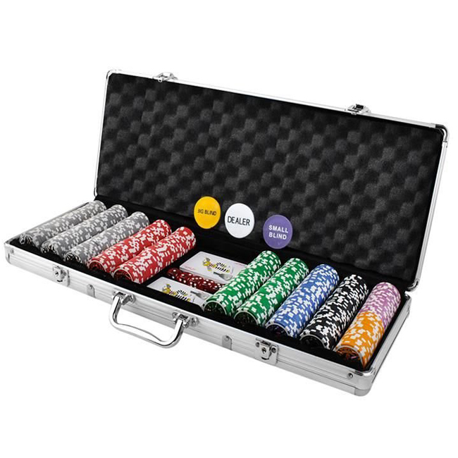 Set Joc de Poker cu 500 Jetoane, Valiza Metalica si Accesorii