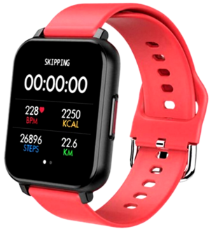 Ceas Smartwatch idealSTORE Trend 82, Display TFT de 1.55 inch cu margini curbate, Monitorizeaza ritmul cardiac, Tensiunea arteriala, Oxigenul din sange, Somnul, Caloriile arse, Rosu