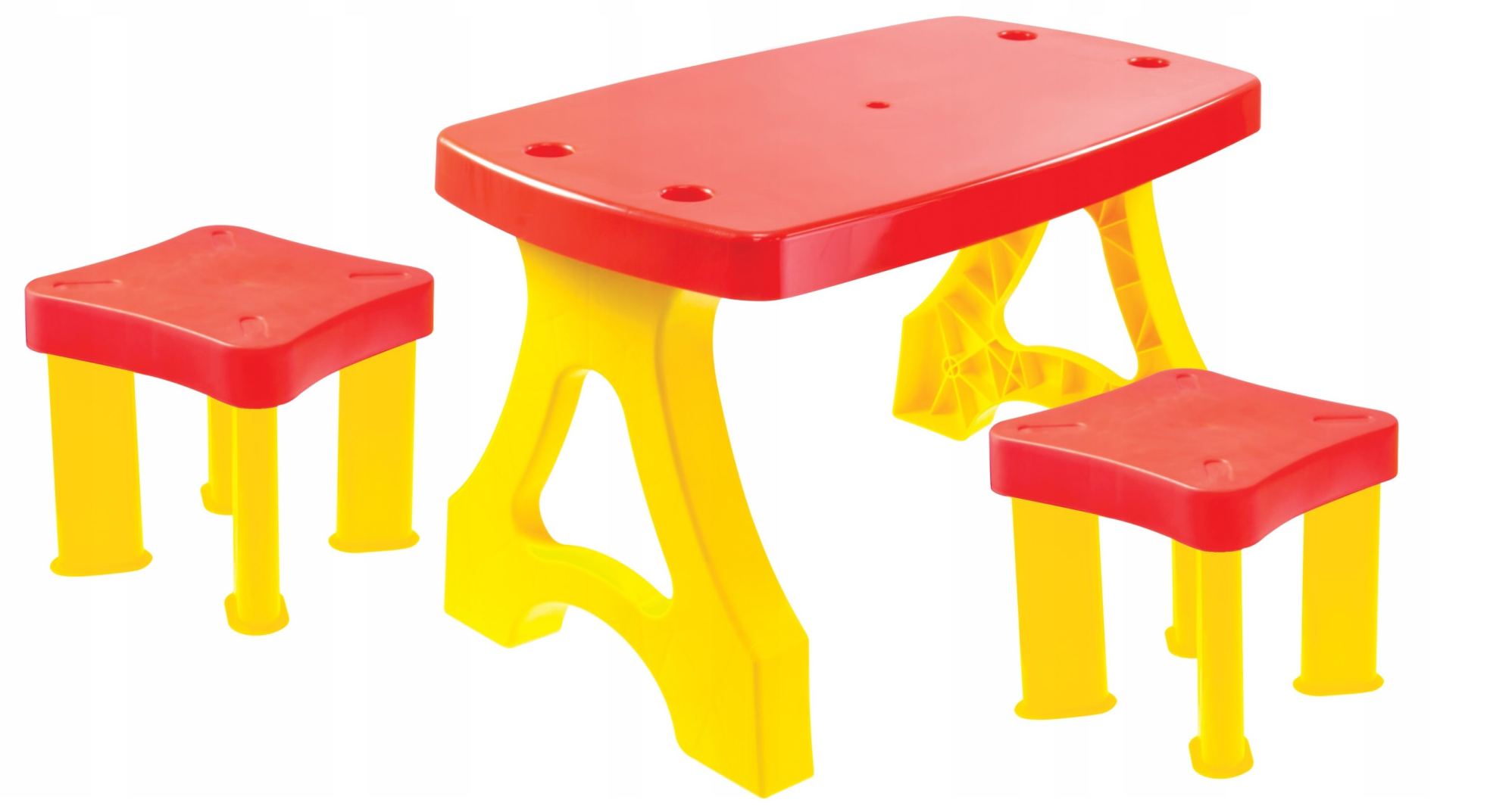 Set masa picnic pentru copii cu 2 scaune idealSTORE Yelow Snoby, Dimensiuni 43.5 x 78 x 47 cm, Ideala pentru desen, colorat, joaca sau alte activitati creative, Maxim 25 kg