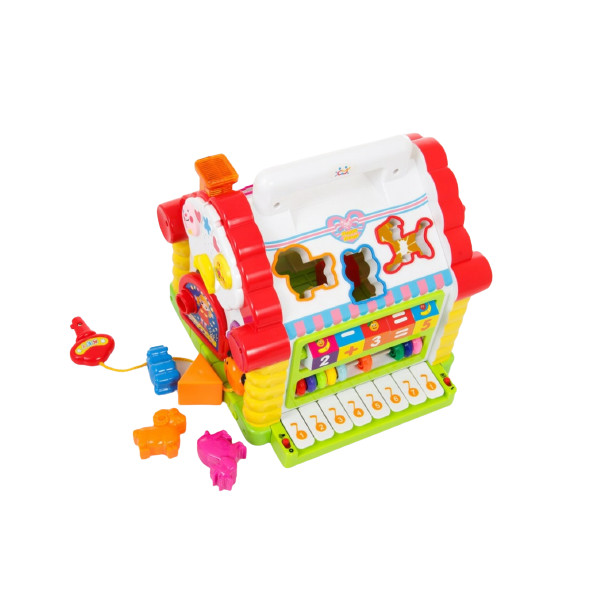 Casuta educativa, Hola Toys cu pian, forme si sunete, plastic, multicolor, 1-3 ani