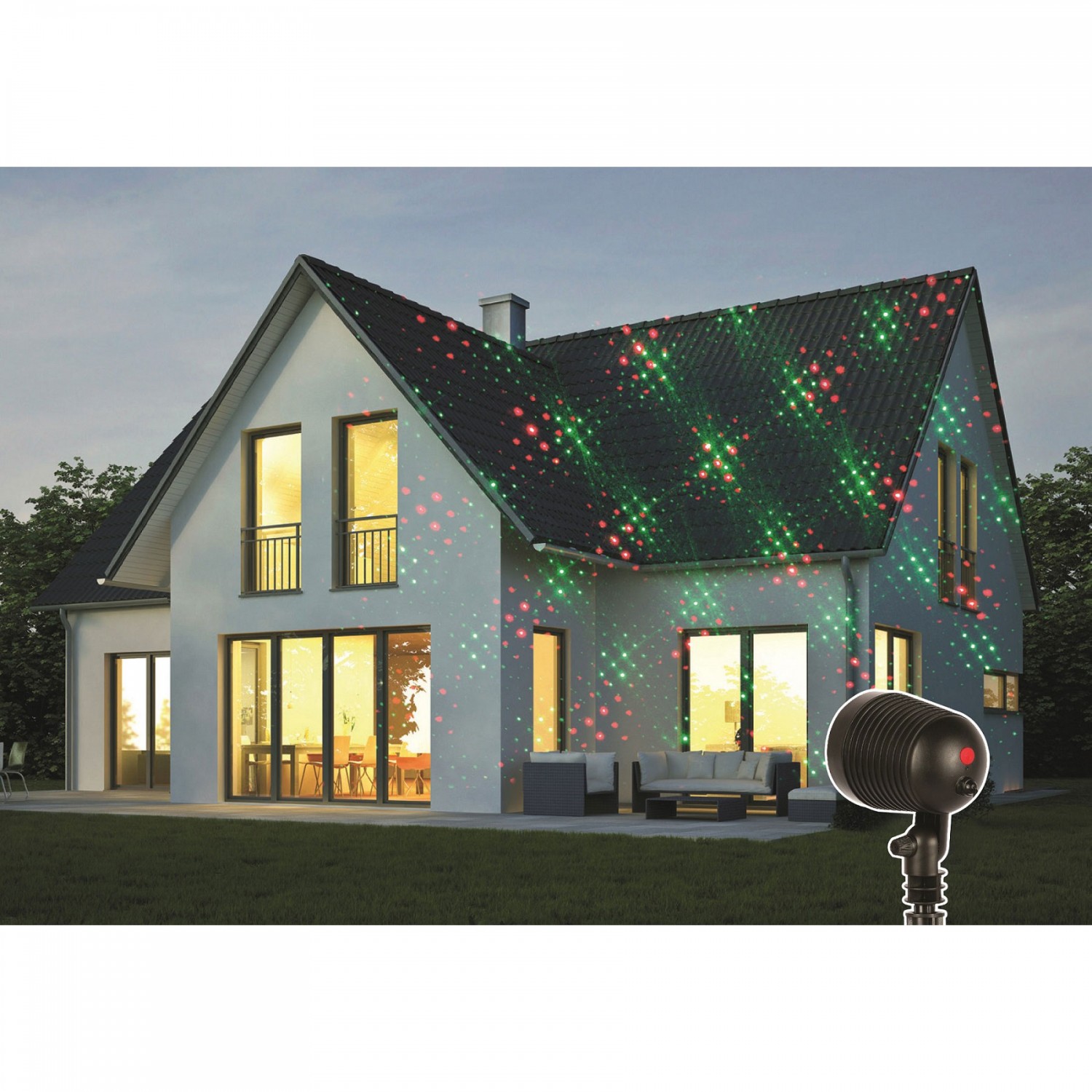 Instalatie Craciun IDL Laser Shower cu telecomanda, pentru iluminarea casei, 9 Functii  ce pot oferi un joc de lumini in combinatia de culori rosu si verde