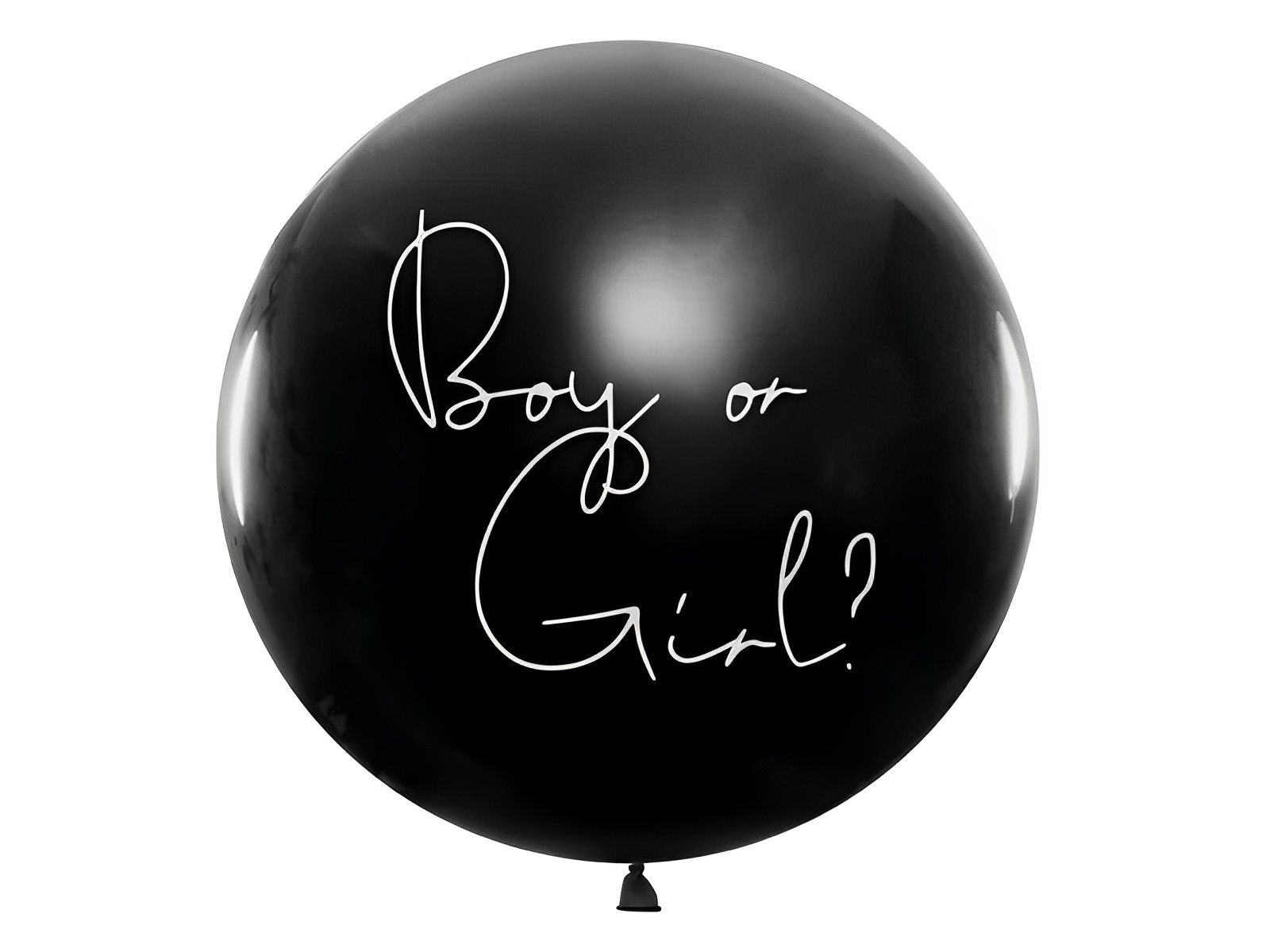 Balon Gender Reveal IdealStore, Negru cu inscriptie Boy Or Girl, Preumplut cu Conffeti Roz, Diametru 100 cm, Din Latex, Ideal pentru petrecerea Baby Shower