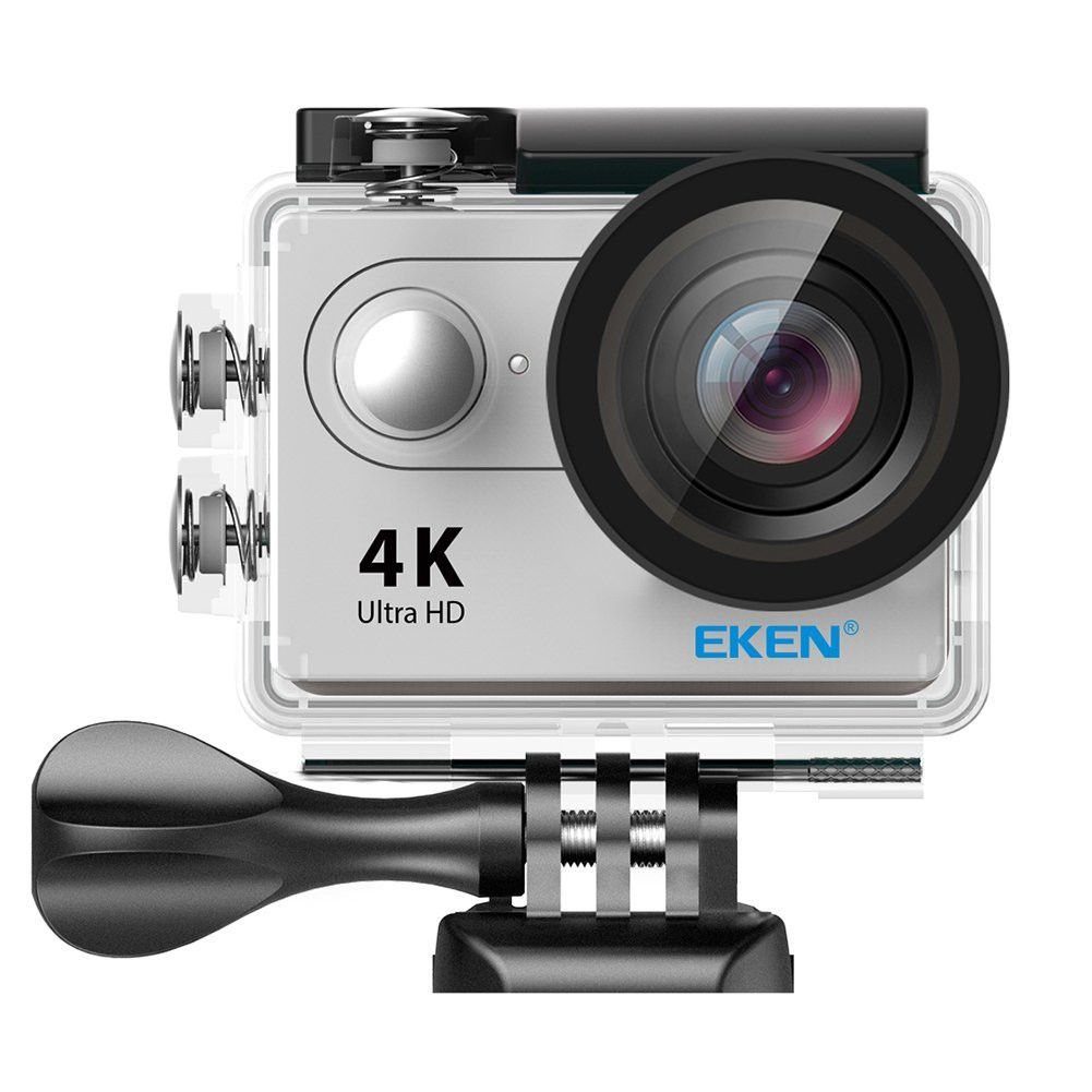 Camera video super sport Eken Ultra HD 4K 170 grade,Subacvatica 30 m, Wi-Fi Hotspot,Kit accesorii sport, HDMI,  2-inch, Silver+ Telecomanda Cadou