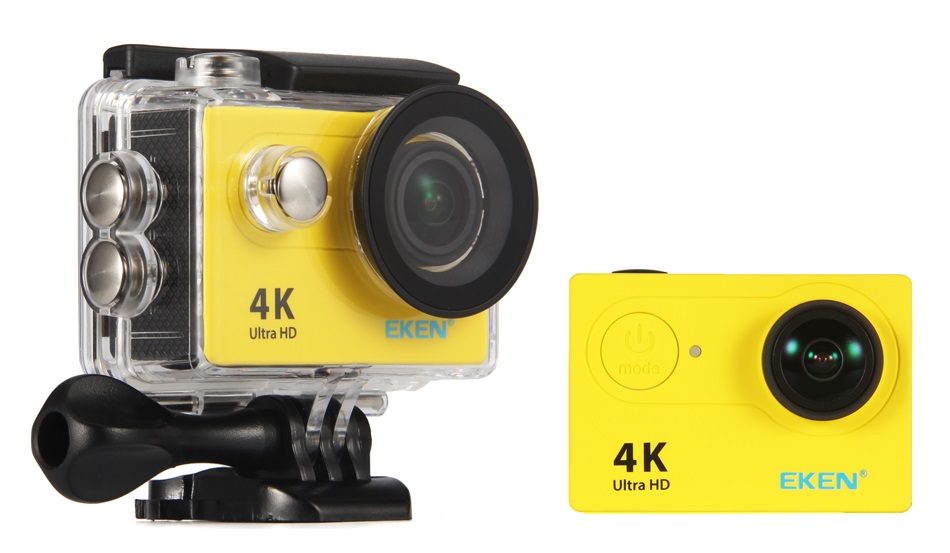 Camera video super sport Eken Ultra HD 4K 170 grade,Subacvatica 30 m, Wi-Fi Hotspot,Kit accesorii sport, HDMI,  2-inch, Yellow+ Telecomanda Cadou