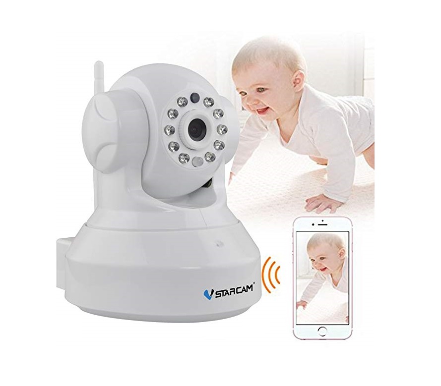 Sistem Baby Monitor SR012 2018 cu aplicatie pe Telefon , Wi-Fi, Rezolutie 720P HD , Culoare Alb ,Unghi vedere 90 , Night Vision, senzor miscare marca Sony , Suport Card Memorie , Microfon cu 2 cai , Notificari prin e-mail